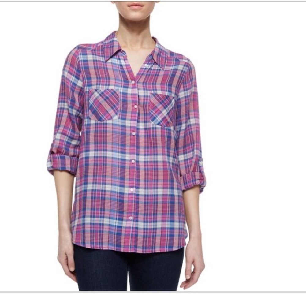 • Joie • Aidan Plaid Button Down Shirt Purple Sm